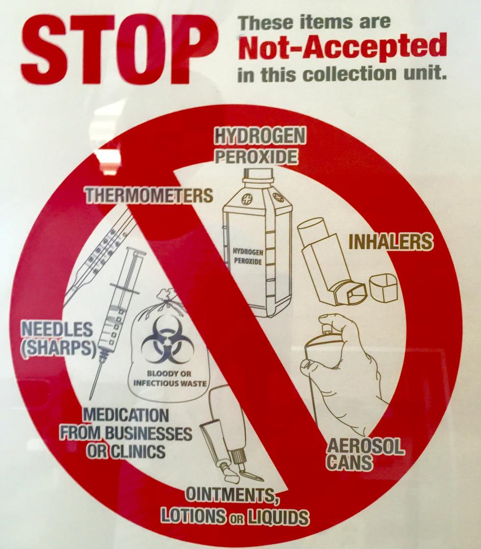 Picture of items not accepted in medication container