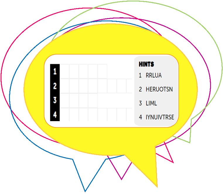 Word Scramble yellow bubble and outlines