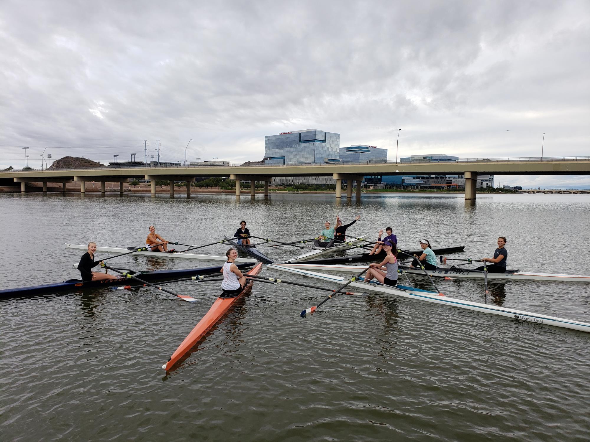 whole team on water