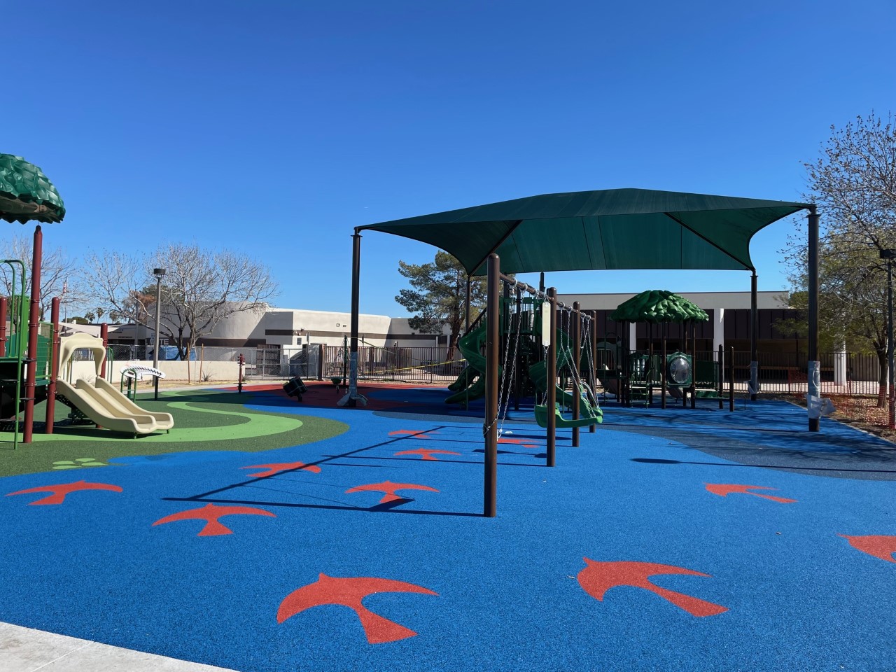 Park Rubberized surfacing and playground 