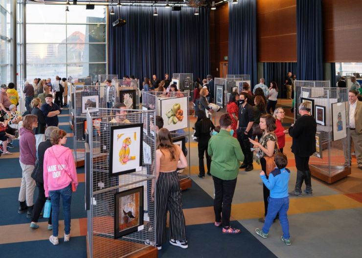 Art 6 exhibition photo of entire room with art pieces on display