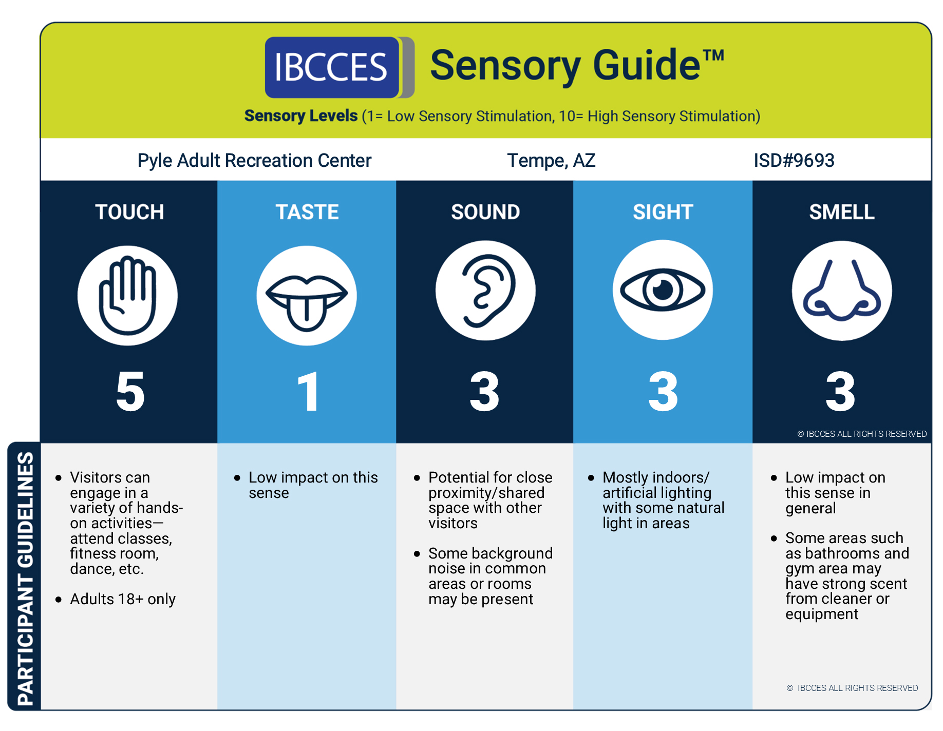 Pyle Adult Recreation Center Sensory Sign