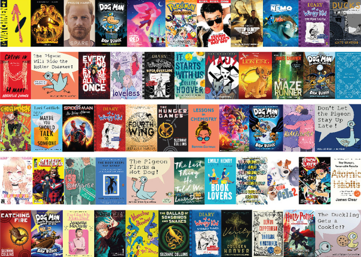 A screenshot of dozens of book and movie colors arranged in rows