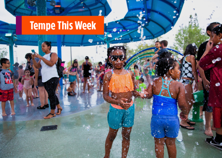 Photo of children playing at Kiwanis Park splash playground with 