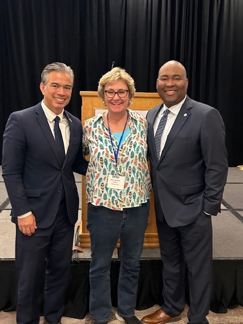 Rob Bonta, Jennifer Adams, and Jaime Harrison at the Democratic Municipal Officials 2024 Summit